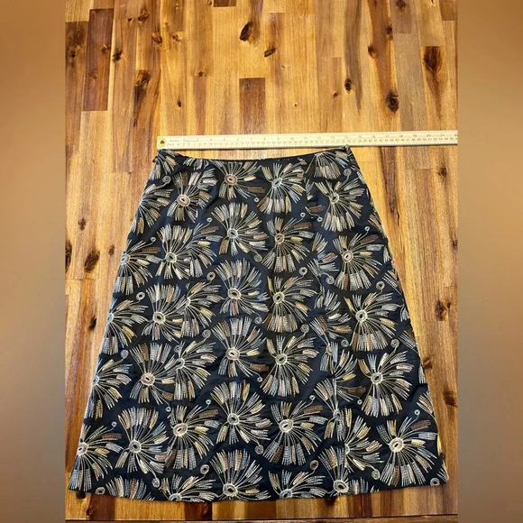 Talbots Vintage Embroidered lined 100% cotton brown A-line Skirt size 6 - Picture 7 of 8